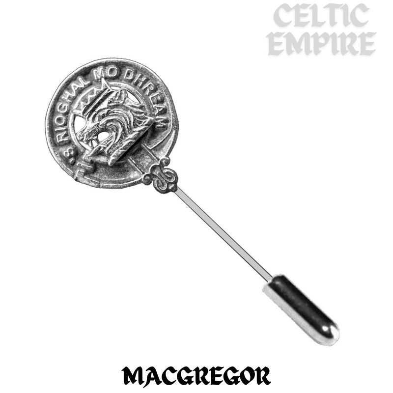 MacGregor Family Clan Crest Stick or Cravat pin, Sterling Silver