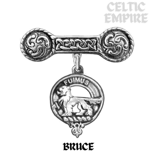 Bruce Family Clan Crest Iona Bar Brooch - Sterling Silver