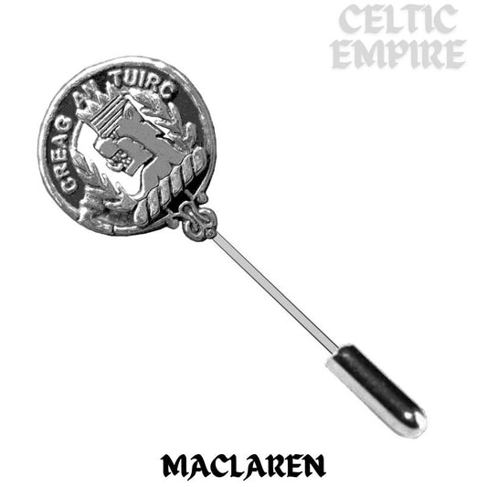MacLaren Family Clan Crest Stick or Cravat pin, Sterling Silver