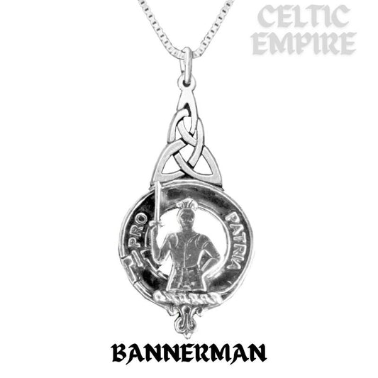 Bannerman Family Clan Crest Interlace Drop Pendant