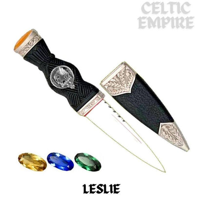 Leslie Family Clan Crest Sgian Dubh, Scottish Knife