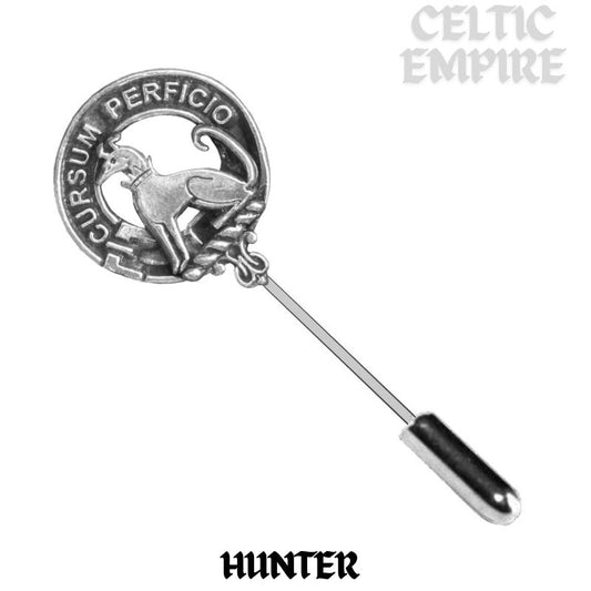 Hunter Family Clan Crest Stick or Cravat pin, Sterling Silver