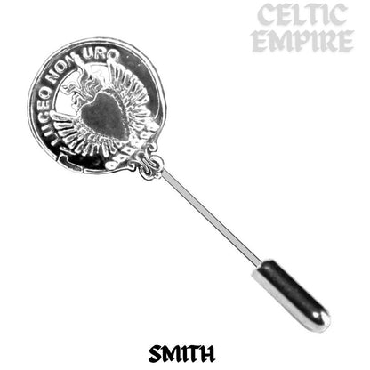 Smith Family Clan Crest Stick or Cravat pin, Sterling Silver
