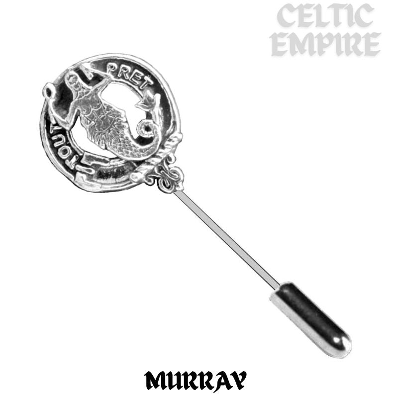 Murray Family Clan Crest Stick or Cravat pin, Sterling Silver