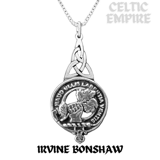 Irvine Bonshaw Family Clan Crest Interlace Drop Pendant