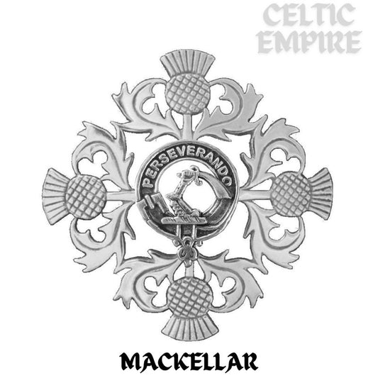 MacKellar Family Clan Crest Scottish Four Thistle Brooch