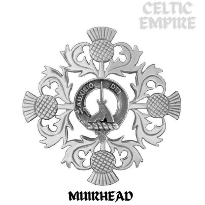 Muirhead Family Clan Crest Scottish Four Thistle Brooch