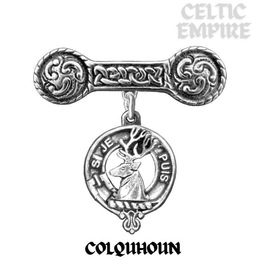 Colquhoun Family Clan Crest Iona Bar Brooch - Sterling Silver