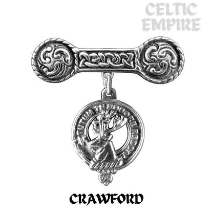 Crawford Family Clan Crest Iona Bar Brooch - Sterling Silver