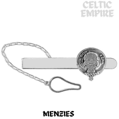 Menzies Family Clan Crest Scottish Button Loop Tie Bar Sterling silver