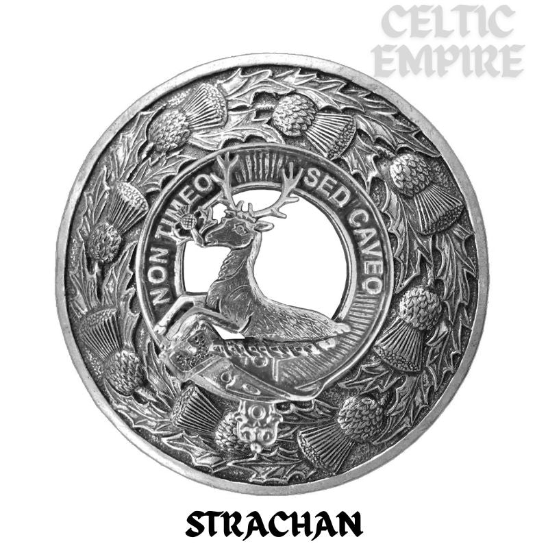 Strachan Family Clan Badge Scottish Plaid Brooch