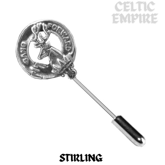 Stirling Family Clan Crest Stick or Cravat pin, Sterling Silver