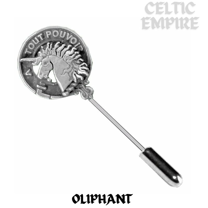 Oliphant Family Clan Crest Stick or Cravat pin, Sterling Silver