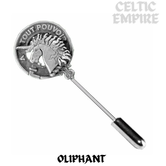 Oliphant Family Clan Crest Stick or Cravat pin, Sterling Silver