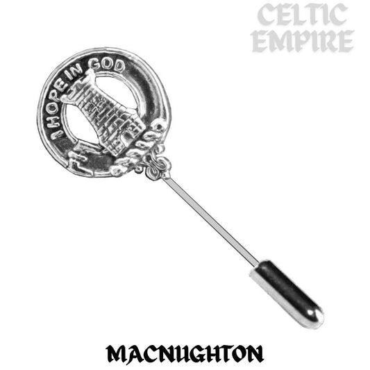 MacNaughton Family Clan Crest Stick or Cravat pin, Sterling Silver