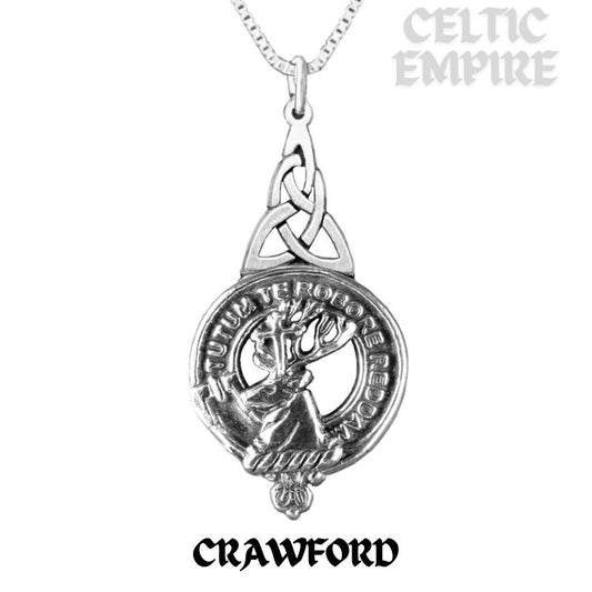Crawford Family Clan Crest Interlace Drop Pendant