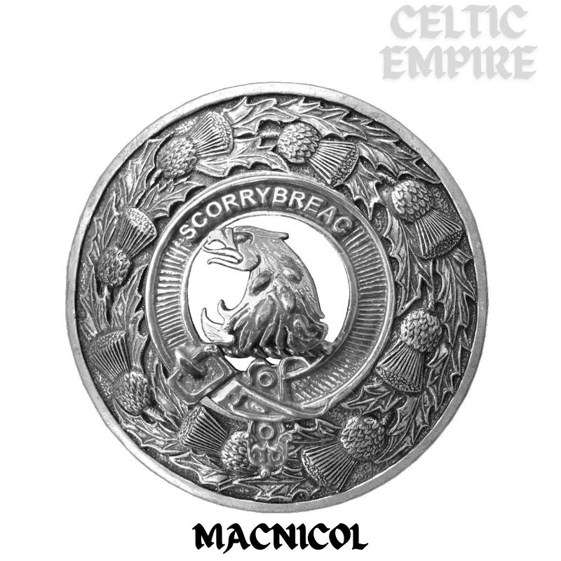 MacNicol Family Clan Badge Scottish Plaid Brooch