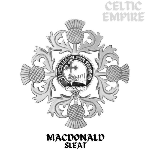 MacDonald (Sleat) Family Clan Crest Scottish Four Thistle Brooch