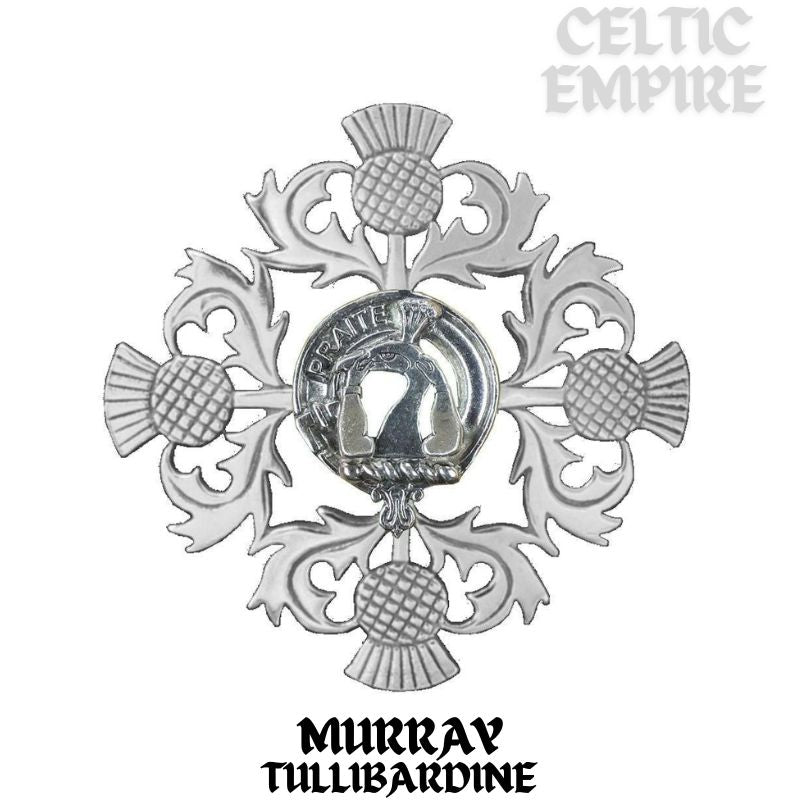 Murray (Tullibardine) Family Clan Crest Scottish Four Thistle Brooch
