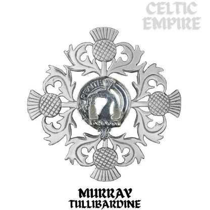 Murray (Tullibardine) Family Clan Crest Scottish Four Thistle Brooch