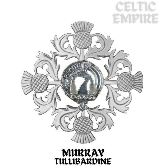 Murray (Tullibardine) Family Clan Crest Scottish Four Thistle Brooch