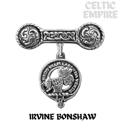 Irvine (Bonshaw) Family Clan Crest Iona Bar Brooch - Sterling Silver