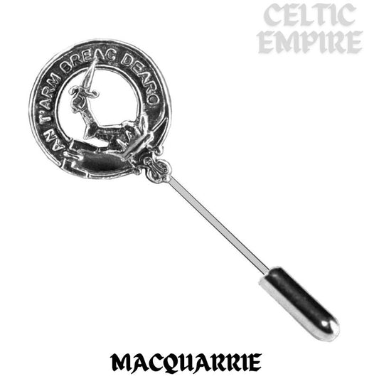 MacQuarrie Family Clan Crest Stick or Cravat pin, Sterling Silver