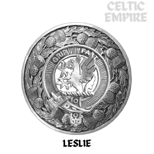Leslie Family Clan Badge Scottish Plaid Brooch