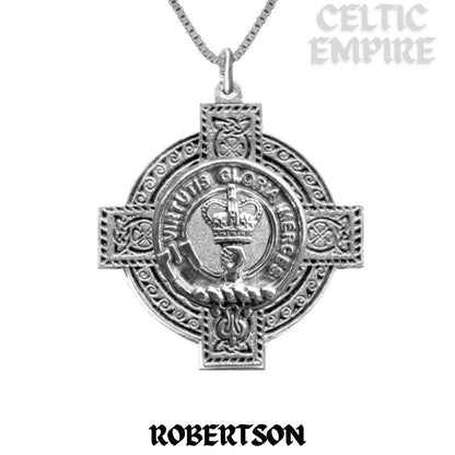Robertson Family Clan Crest Celtic Cross Pendant Scottish