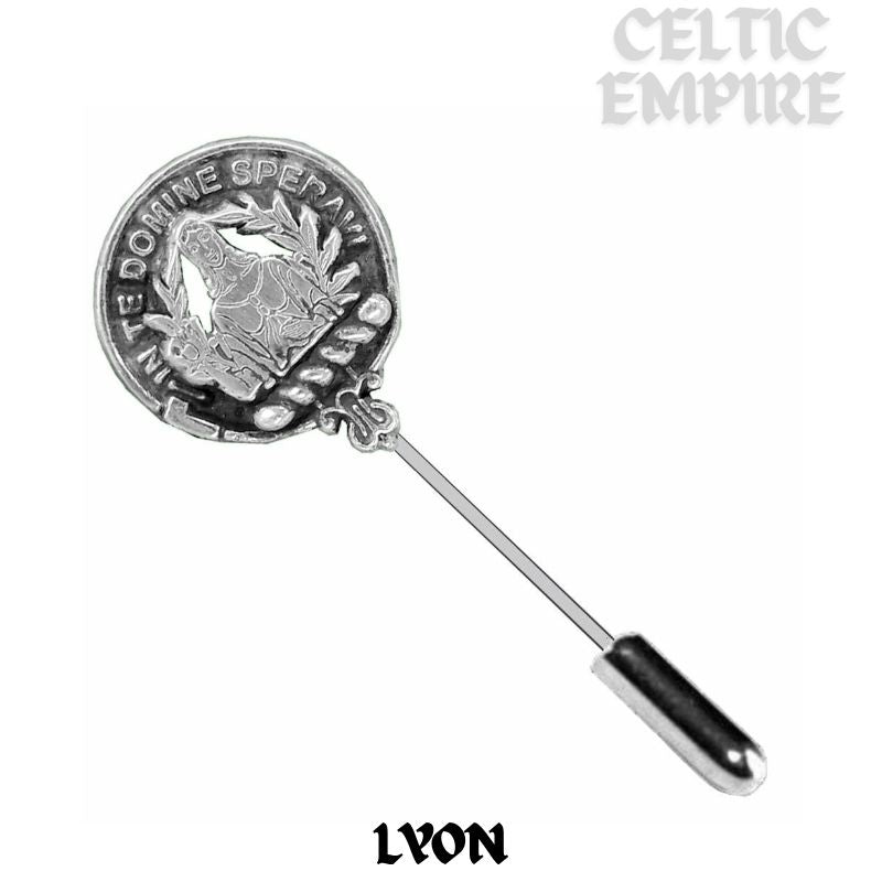 Lyon Family Clan Crest Stick or Cravat pin, Sterling Silver