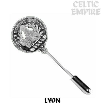 Lyon Family Clan Crest Stick or Cravat pin, Sterling Silver