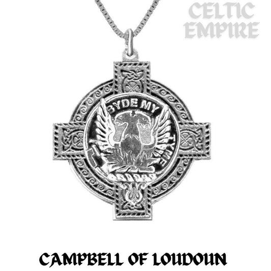 Campbell Loudoun Family Clan Crest Celtic Cross Pendant Scottish