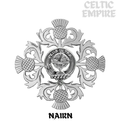 Nairn Family Clan Crest Scottish Four Thistle Brooch