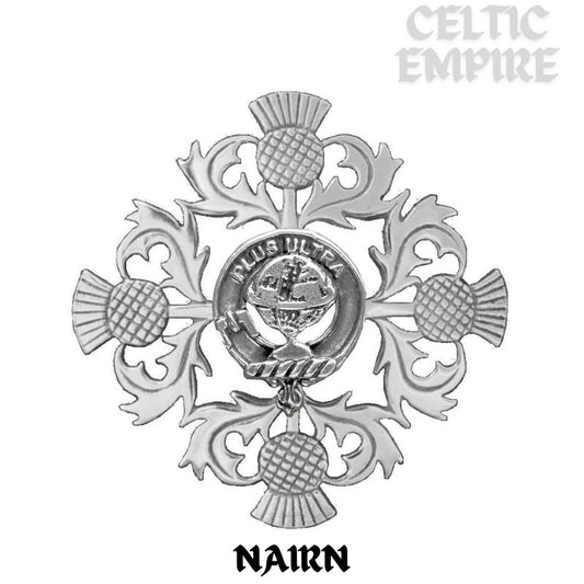 Nairn Family Clan Crest Scottish Four Thistle Brooch