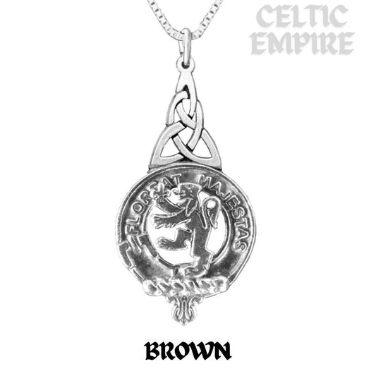 Brown Family Clan Crest Interlace Drop Pendant