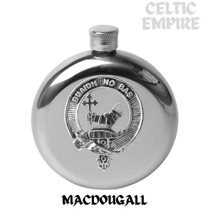 MacDougall 5oz Round Family Clan Crest Scottish Badge Flask