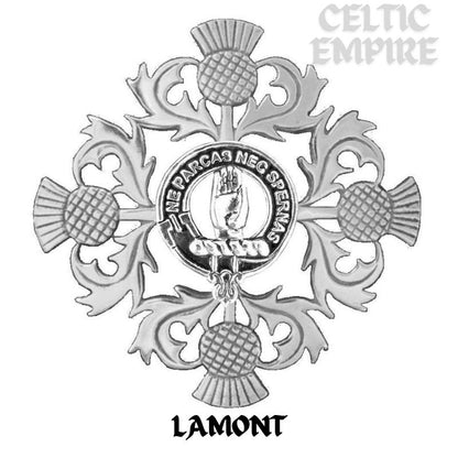Lamont Family Clan Crest Scottish Four Thistle Brooch