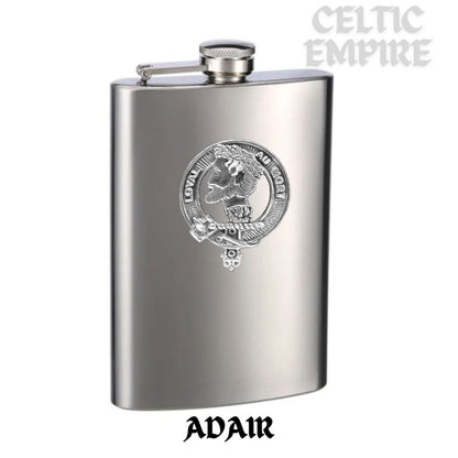 Adair Family Clan Crest Scottish Badge Stainless Steel Flask 8oz