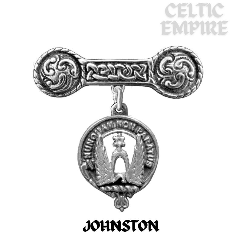 Johnston Family Clan Crest Iona Bar Brooch - Sterling Silver