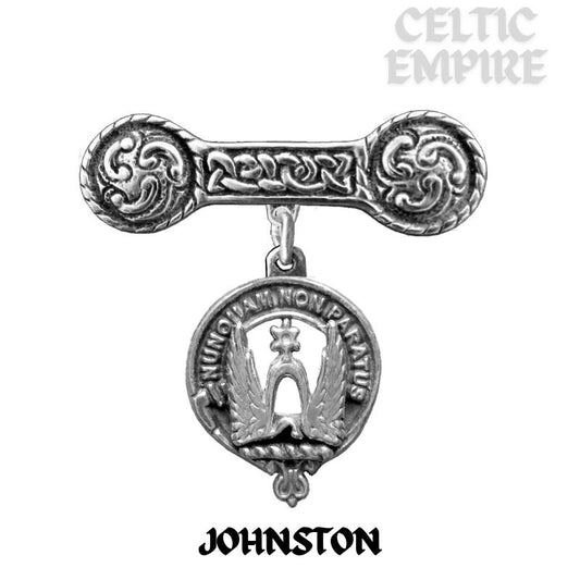 Johnston Family Clan Crest Iona Bar Brooch - Sterling Silver