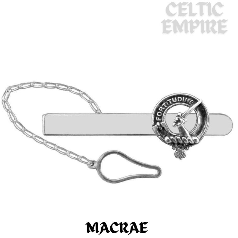 MacRae Family Clan Crest Scottish Button Loop Tie Bar Sterling silver