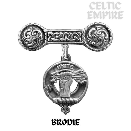 Brodie Family Clan Crest Iona Bar Brooch - Sterling Silver