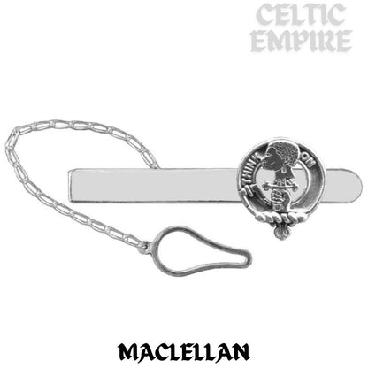 MacLellan Family Clan Crest Scottish Button Loop Tie Bar Sterling silver