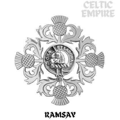 Ramsay Family Clan Crest Scottish Four Thistle Brooch