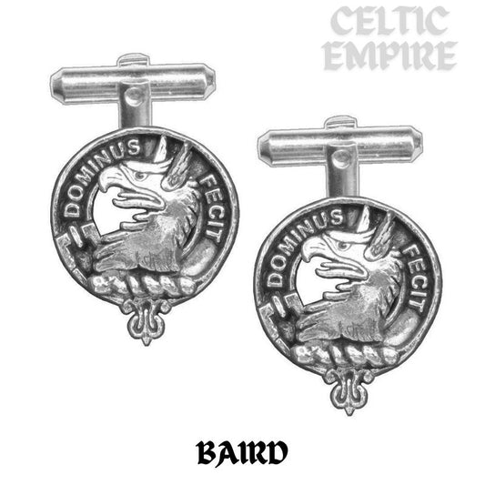 Baird Family Clan Crest Scottish Cufflinks; Pewter, Sterling Silver and Karat Gold