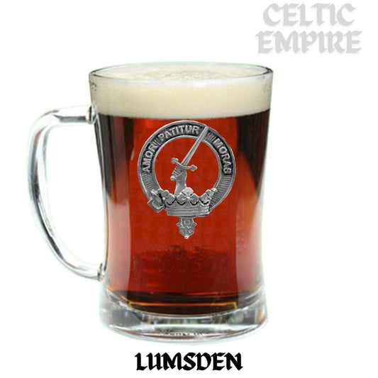 Lumsden Family Clan Crest Badge Glass Beer Mug