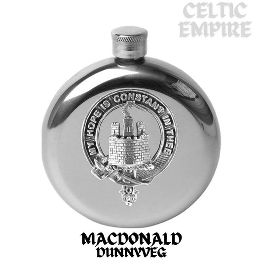 MacDonald (Dunnyveg) 5oz Round Family Clan Crest Scottish Badge Flask