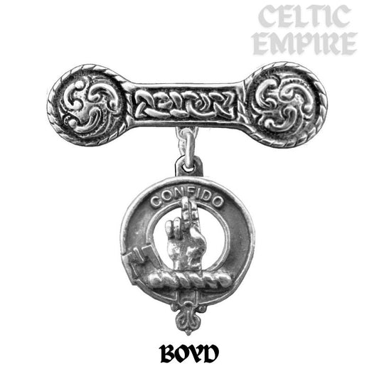 Boyd Family Clan Crest Iona Bar Brooch - Sterling Silver