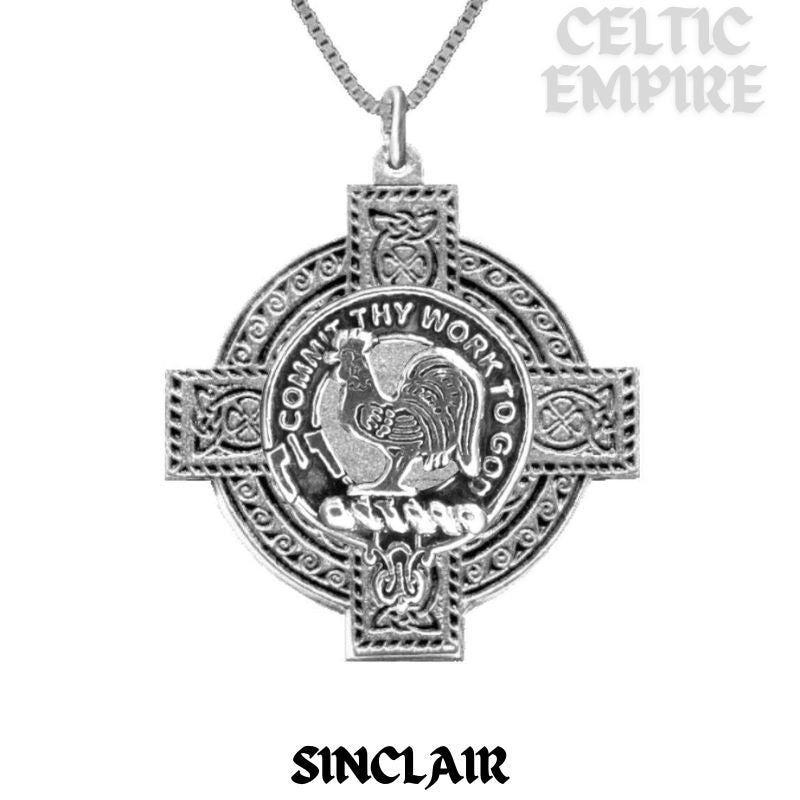 Sinclair Family Clan Crest Celtic Cross Pendant Scottish