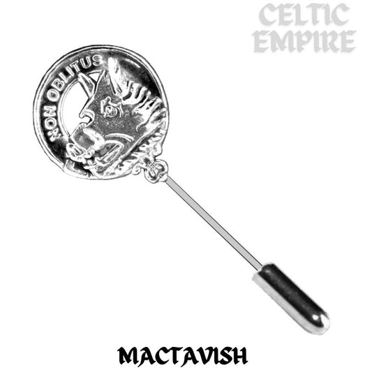 MacTavish Family Clan Crest Stick or Cravat pin, Sterling Silver